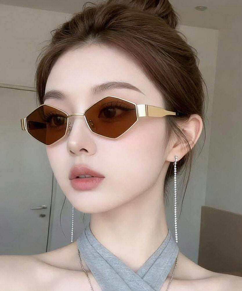 2026 New Tawny Metal Diamond Sunglasses