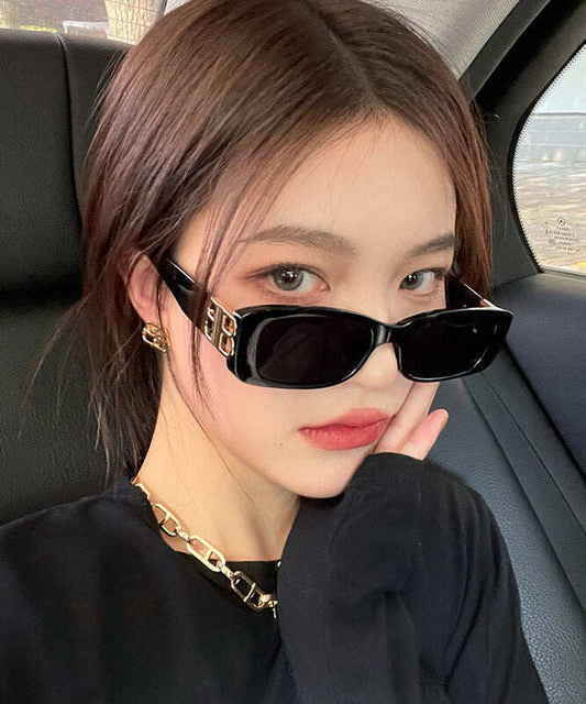 Modern Black Resin Patchwork Sunglasses